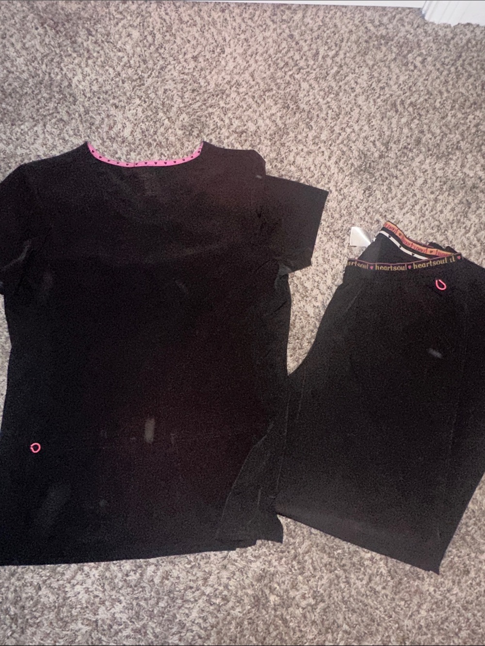 HeartSoul Black scrub set with Pink Trim - medium